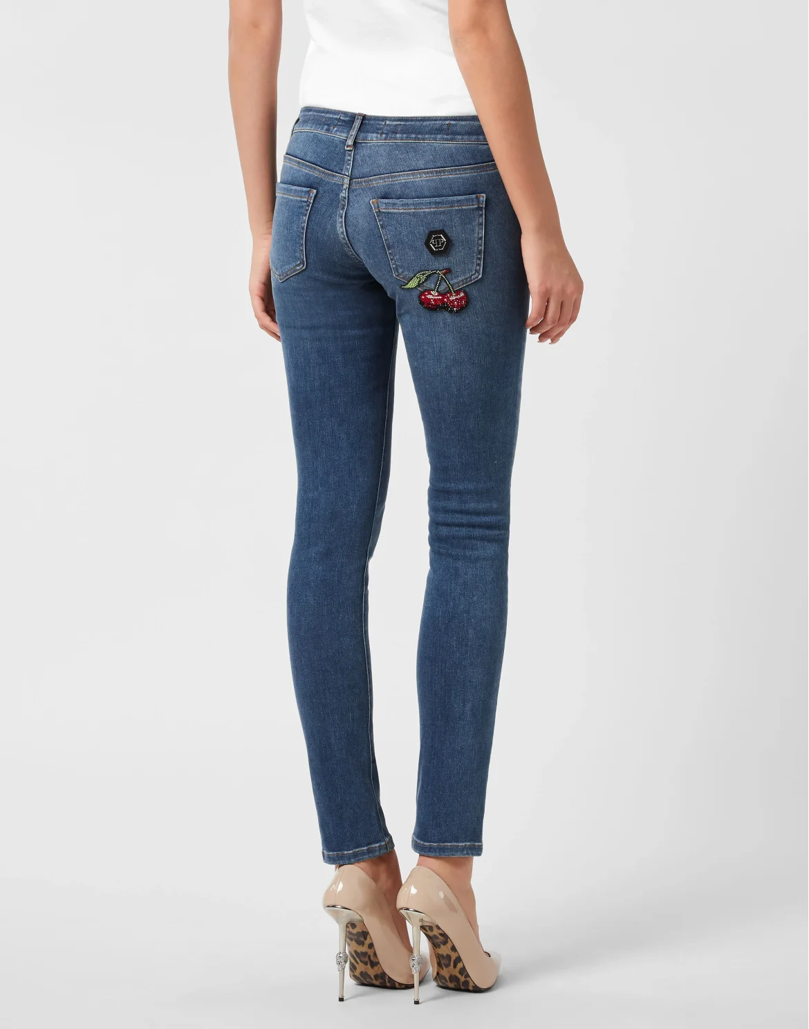 Denim Trousers Slim Fit Cherries, цвет: Синий