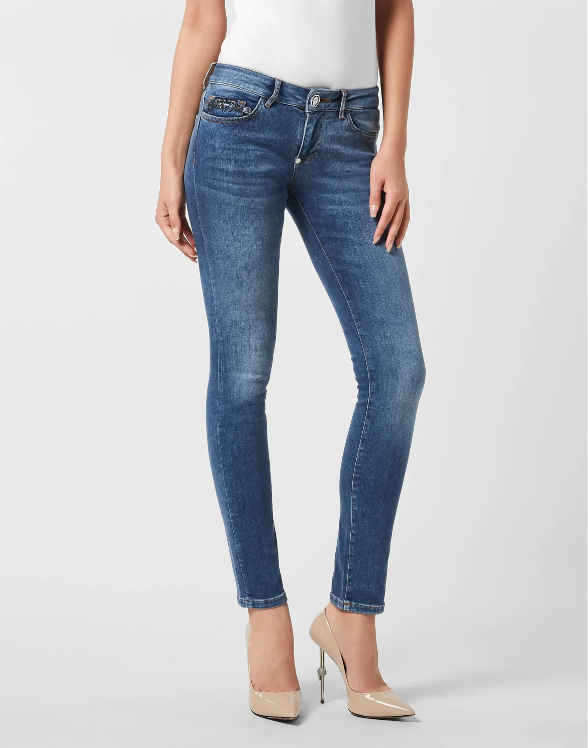 Denim Trousers Slim Fit Cherries, цвет: Синий