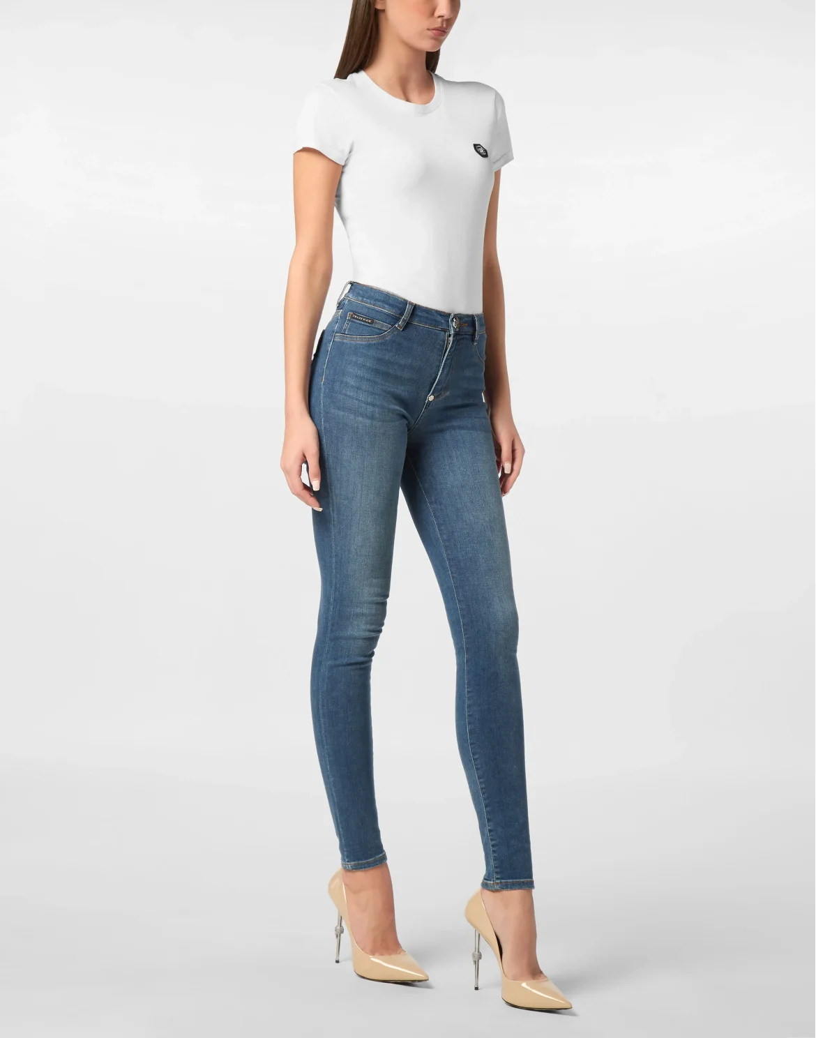 Denim High Waist Jegging Logo, цвет: Синий