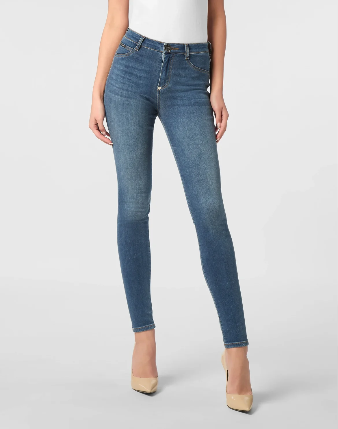 Denim High Waist Jegging Logo, цвет: Синий