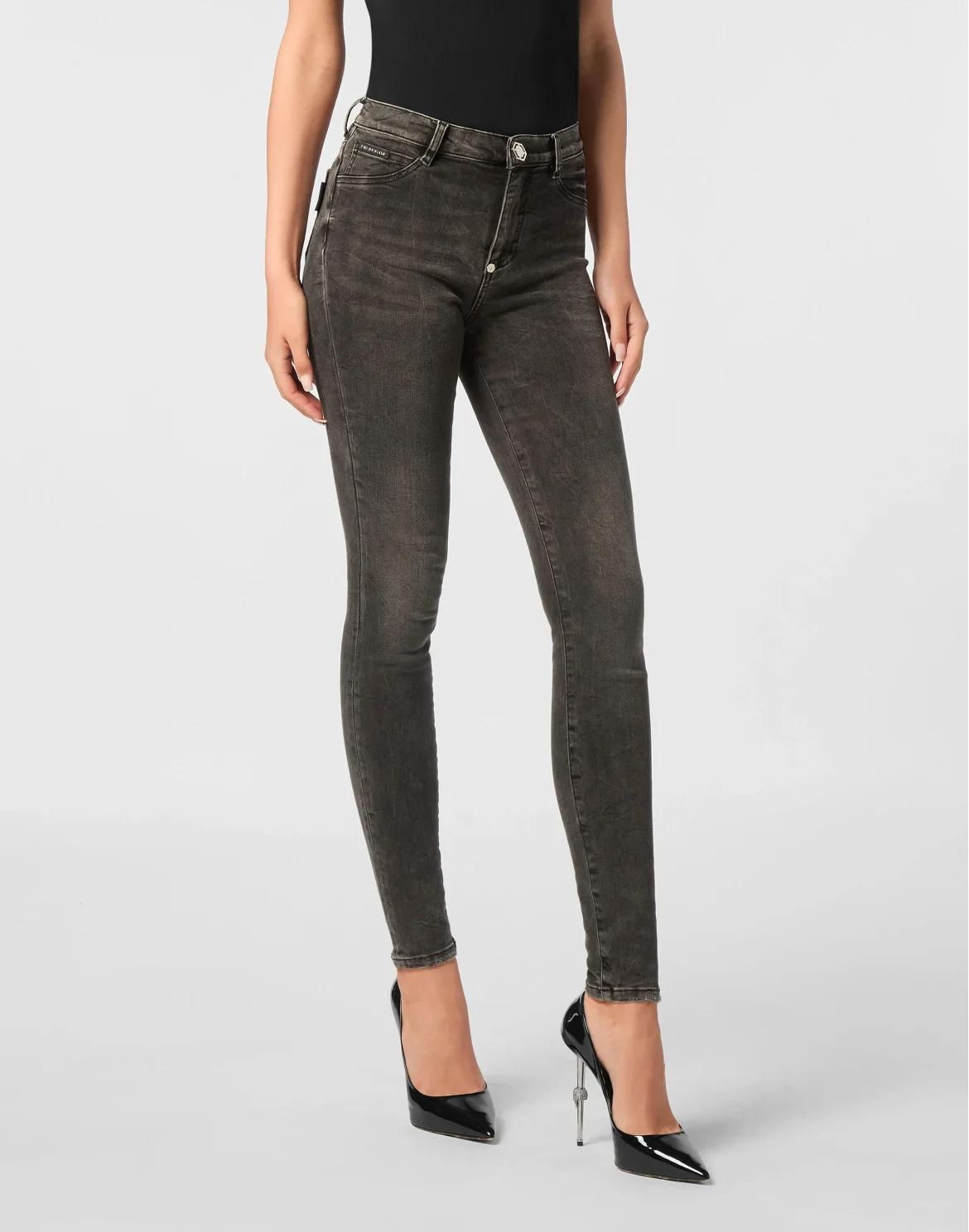 Denim High Waist Jegging Logo, цвет: Серый