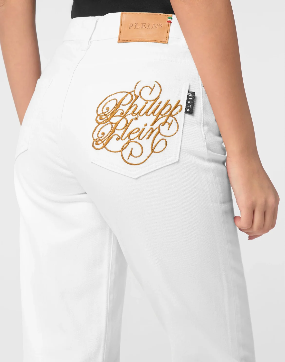 Denim Trousers Mom Fit Logo, цвет: Белый