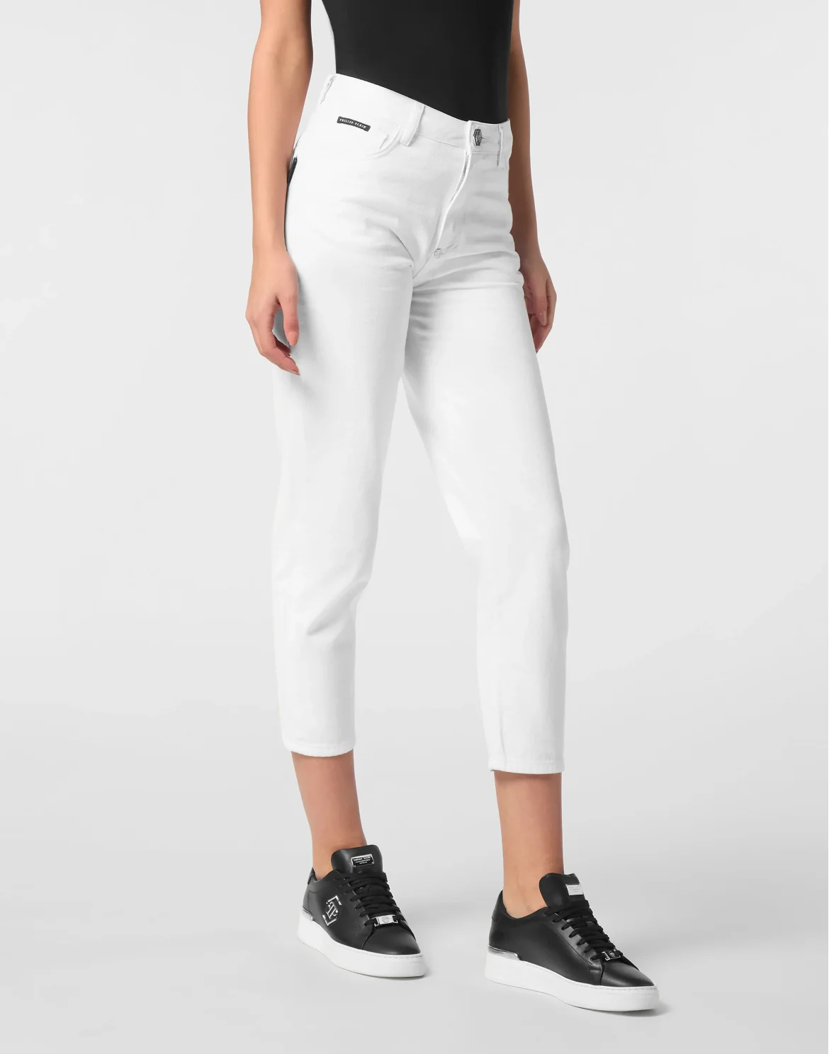 Denim Trousers Mom Fit Logo, цвет: Белый