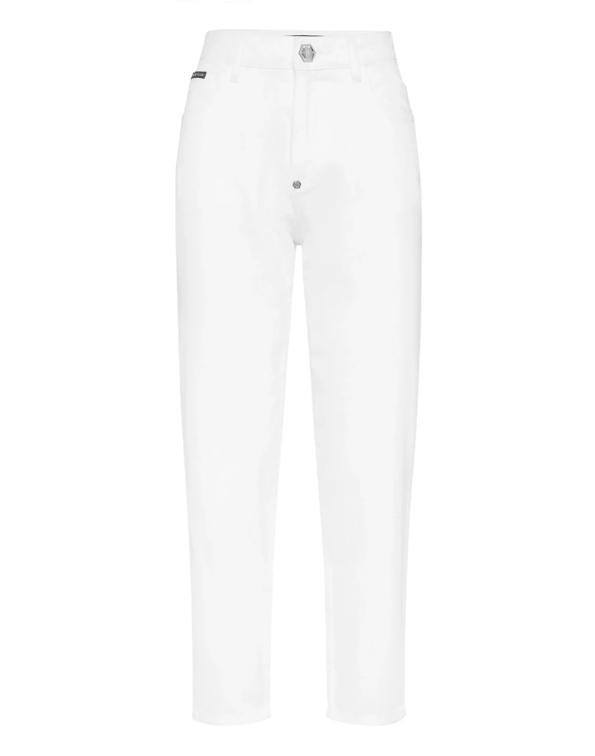 Denim Trousers Mom Fit Logo, цвет: Белый