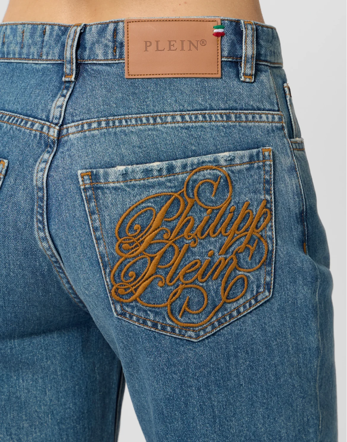 Denim Trousers Mom Fit Logo, цвет: Синий