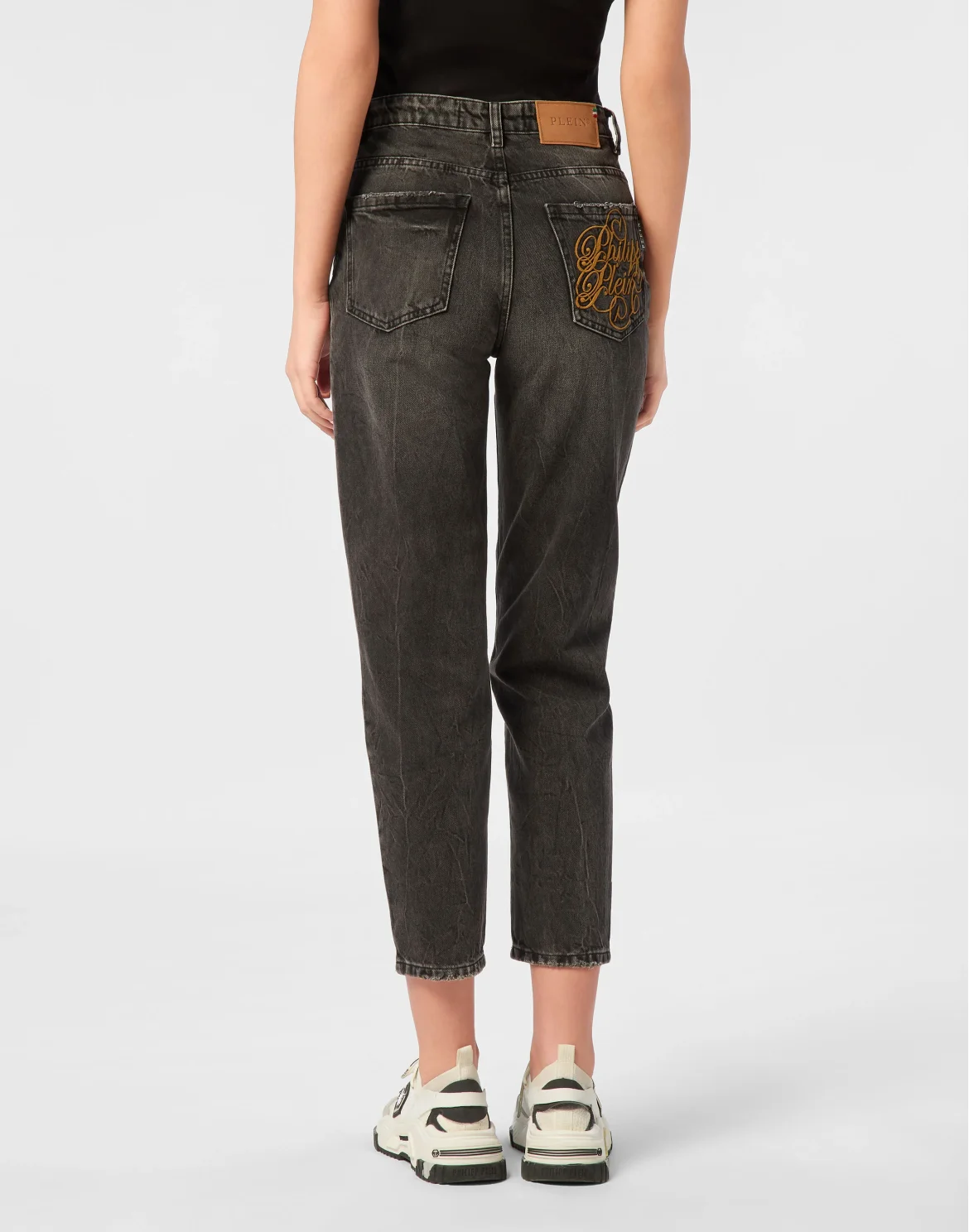 Denim Trousers Mom Fit Logo, цвет: Серый