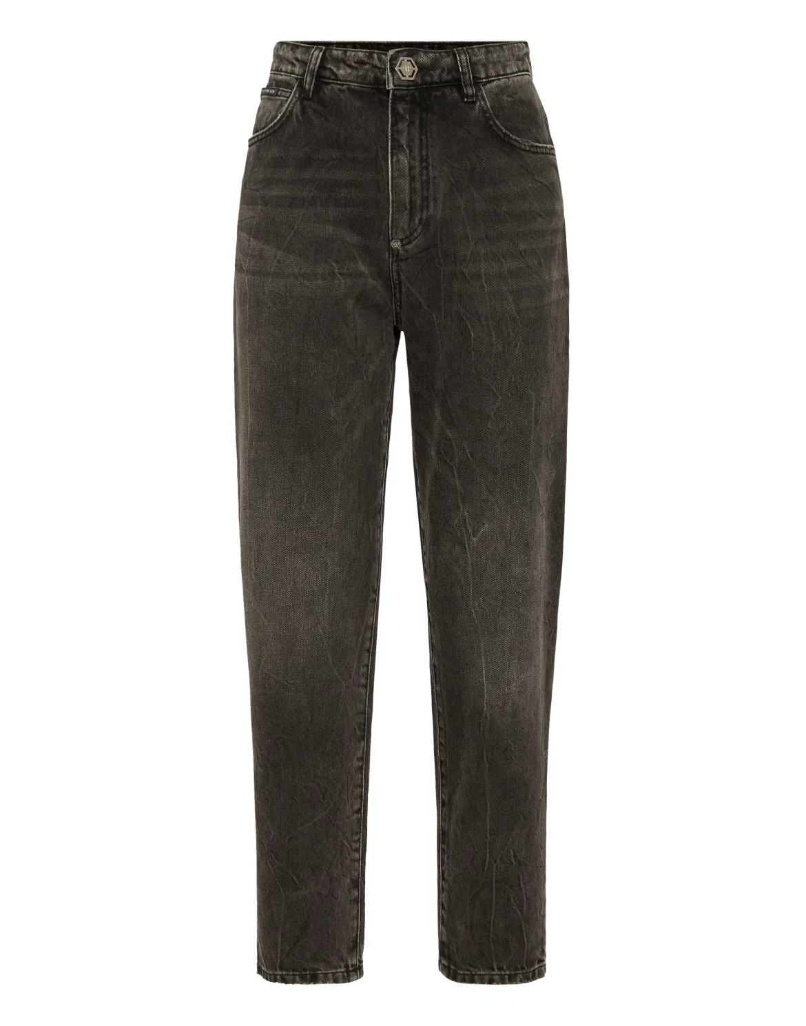 Denim Trousers Mom Fit Logo, цвет: Серый