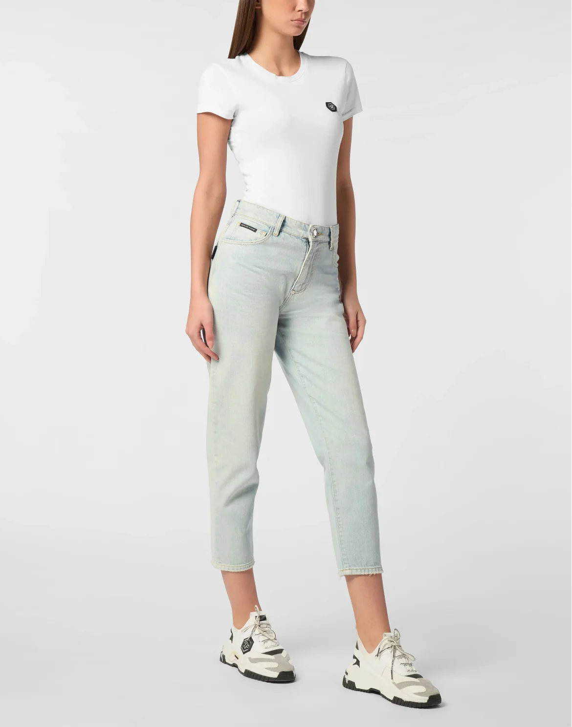 Denim Trousers Mom Fit Logo, цвет: Голубой