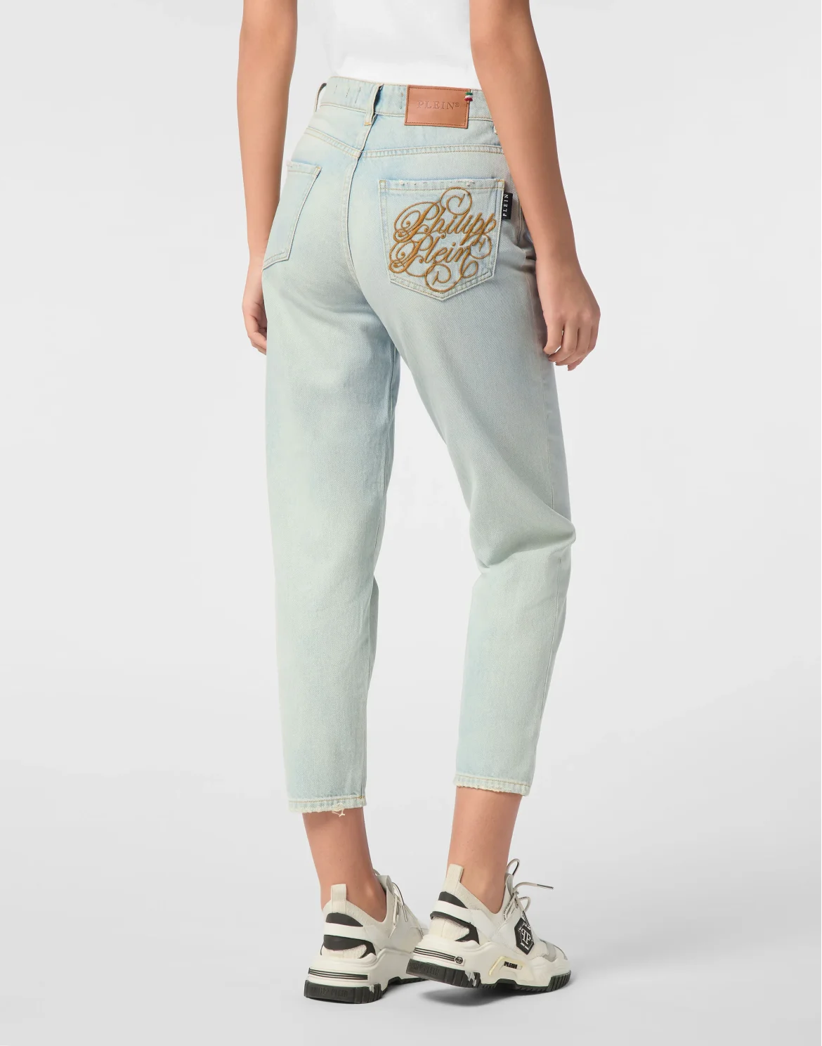 Denim Trousers Mom Fit Logo, цвет: Голубой