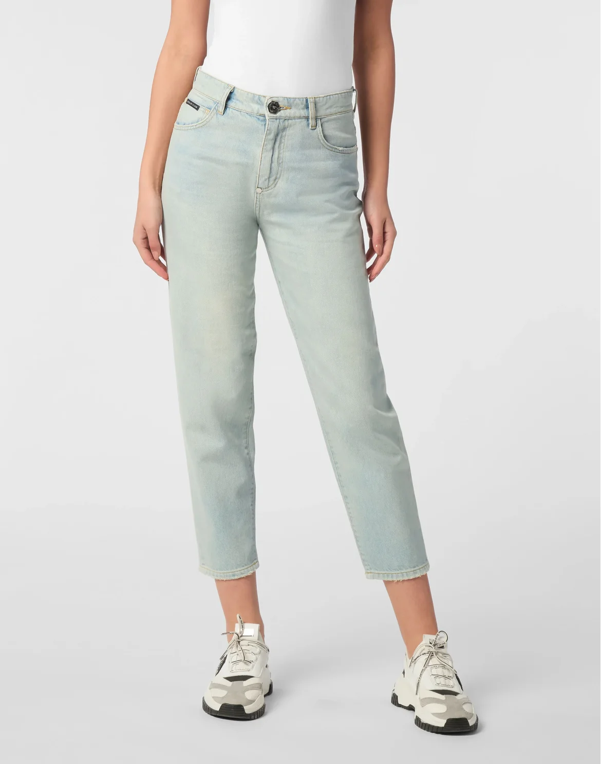 Denim Trousers Mom Fit Logo, цвет: Голубой