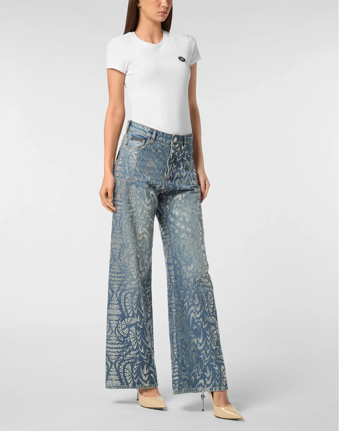 Denim Trousers Skater Fit Moroccan Strass, цвет: Синий