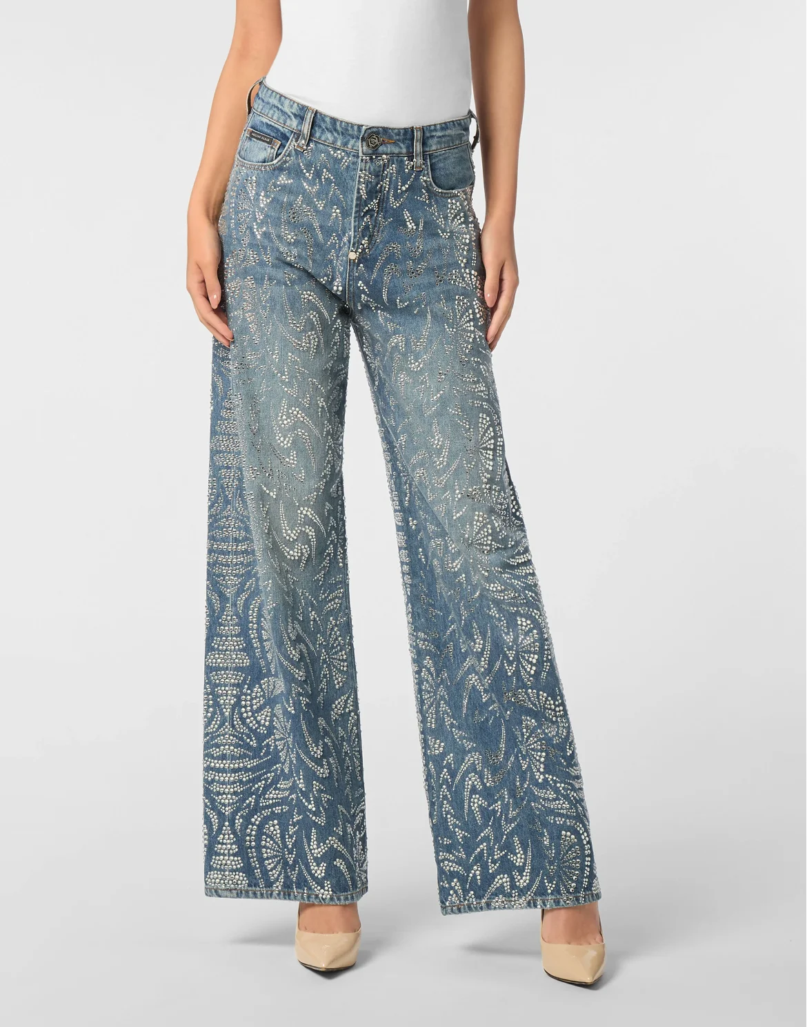 Denim Trousers Skater Fit Moroccan Strass, цвет: Синий