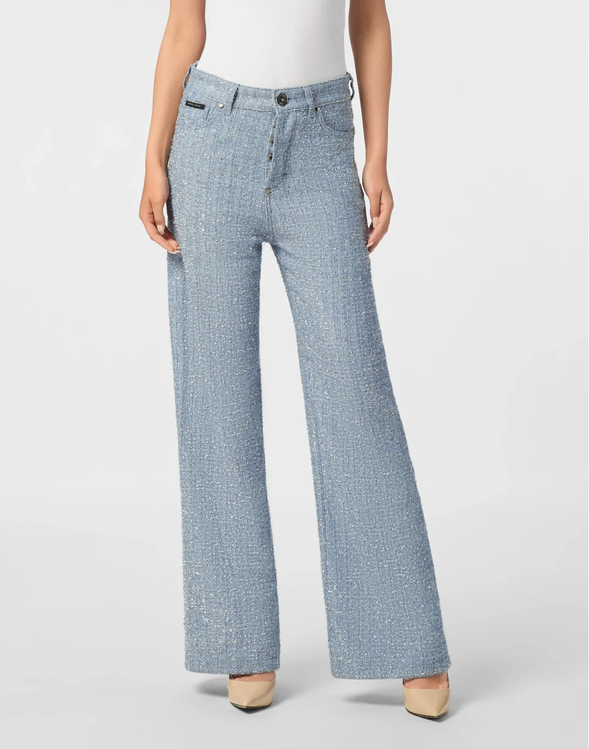 Tweed Denim Trousers Skater Fit, цвет: Синий