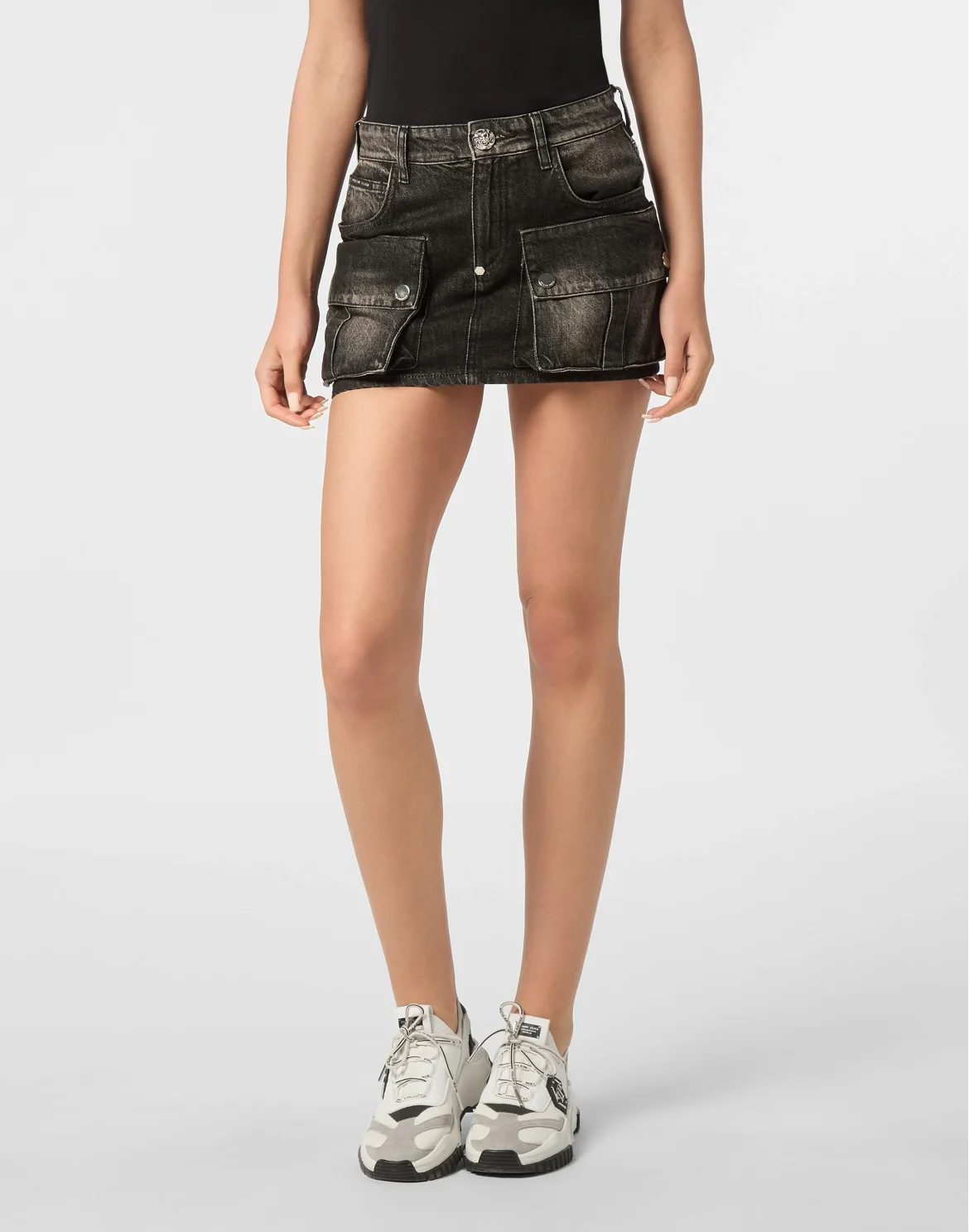 Denim Cargo Mini Skirt, цвет: Черный