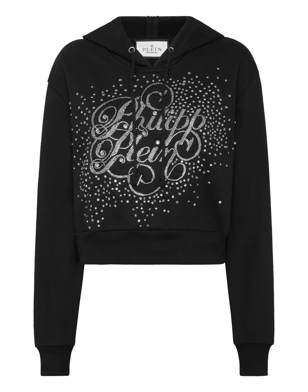 Hoodie sweatshirt Crop Strass, цвет: Черный
