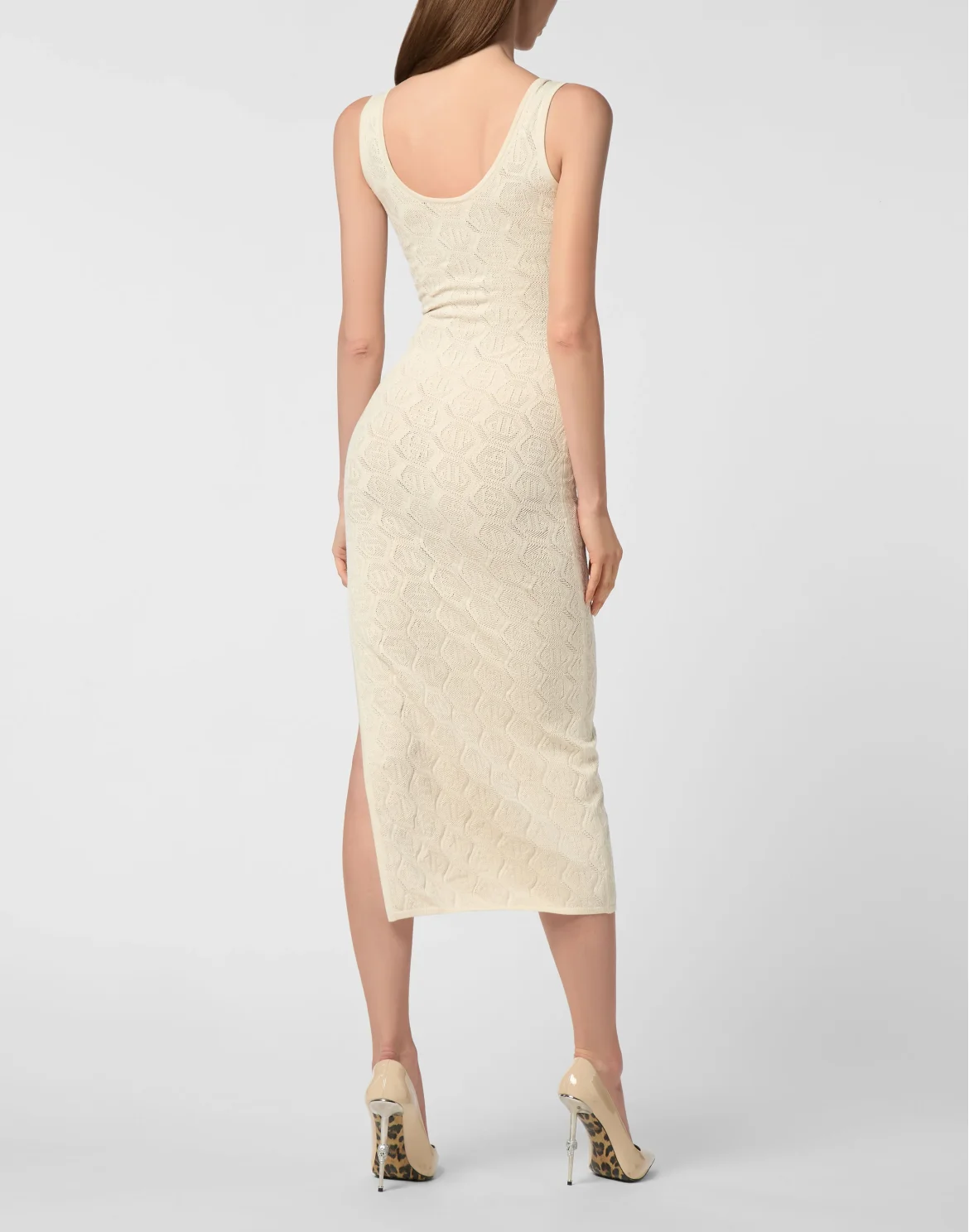 Viscose Long Dress Monogram, цвет: Бежевый