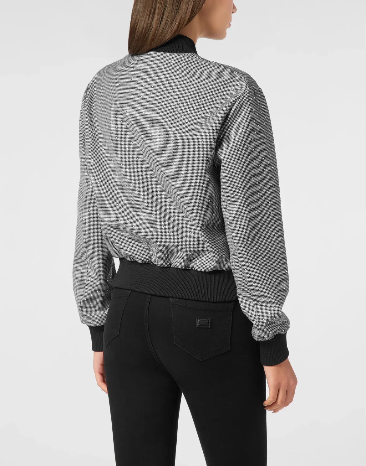 Cropped Bomber Pied de Poule, цвет: Черный