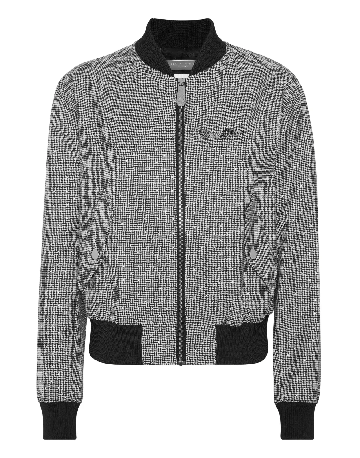 Cropped Bomber Pied de Poule, цвет: Черный