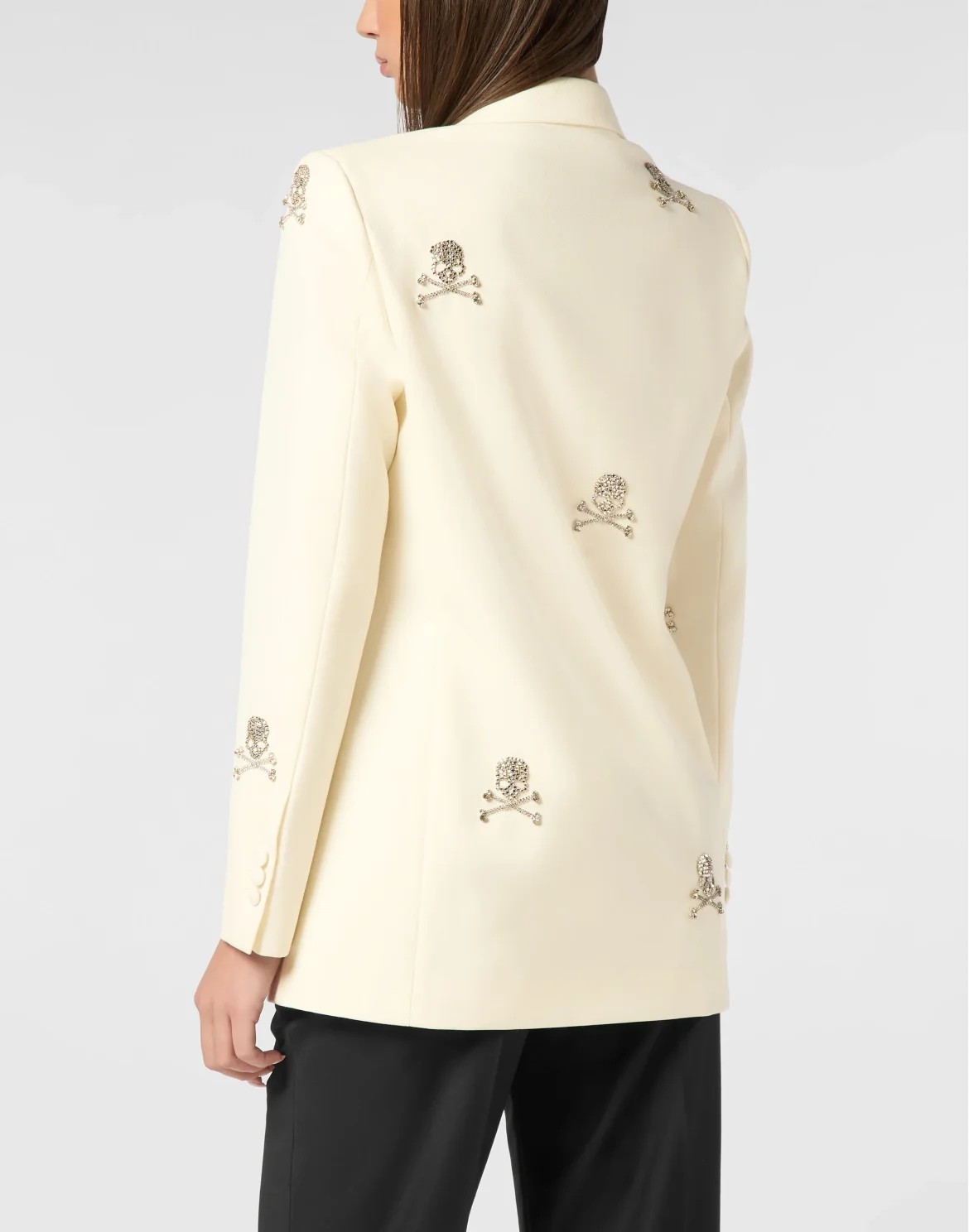 Blazer Boyfriend Fit Skull Strass, цвет: Белый