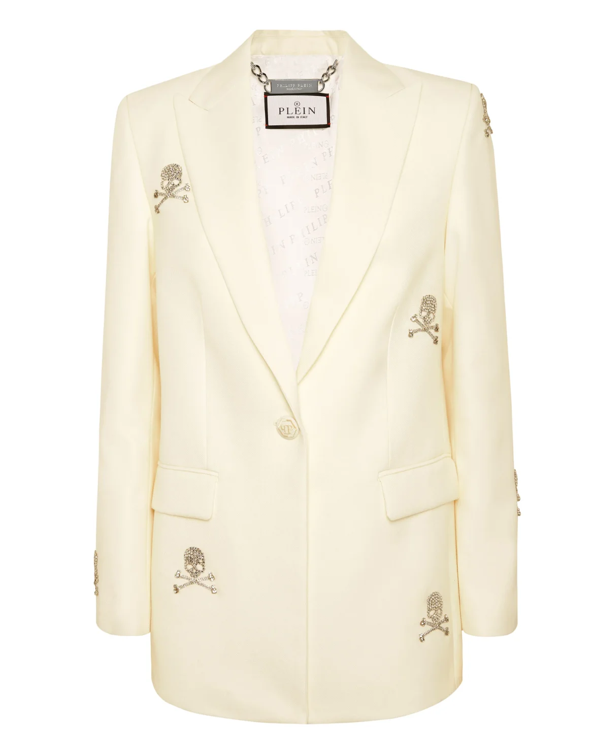 Blazer Boyfriend Fit Skull Strass, цвет: Белый