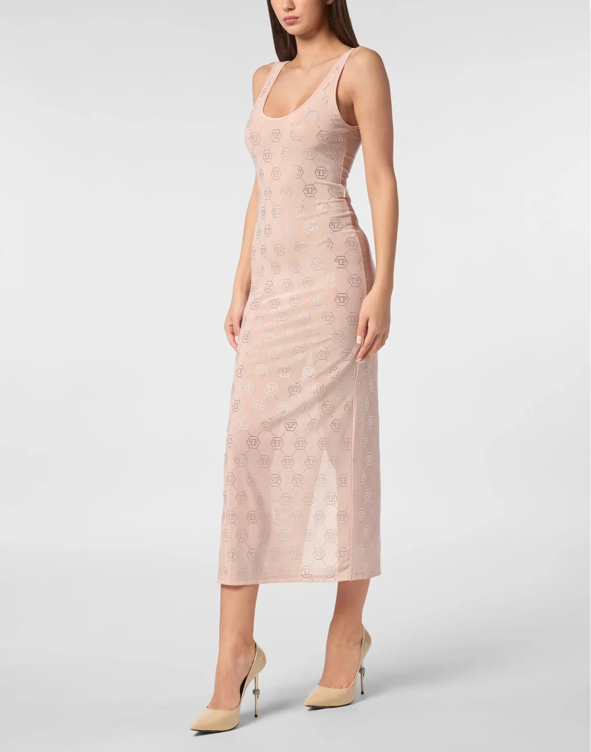 Long Dress Monogram Strass, цвет: Розовый