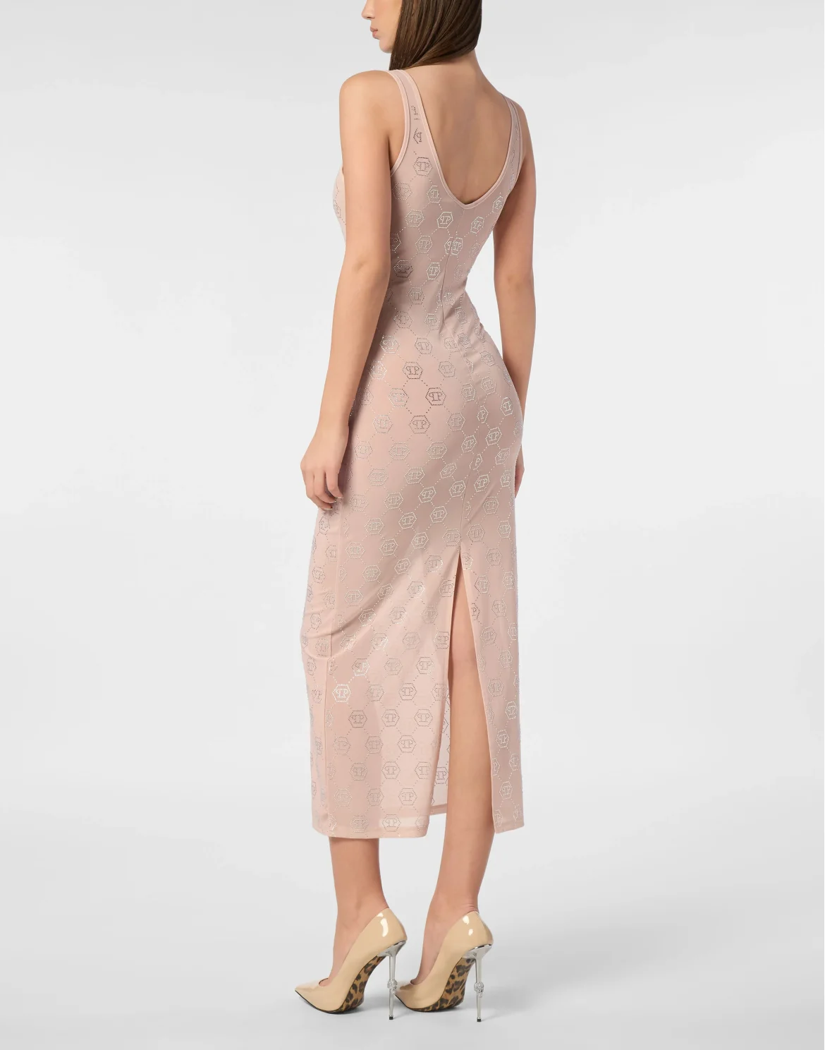 Long Dress Monogram Strass, цвет: Розовый
