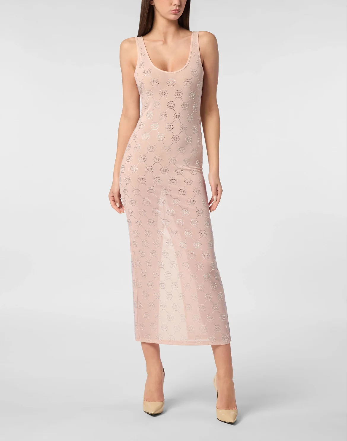 Long Dress Monogram Strass, цвет: Розовый