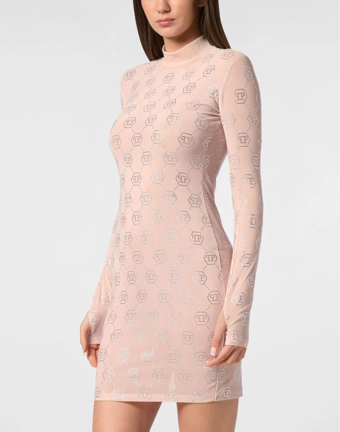 Shirt Dress Monogram Strass, цвет: Розовый