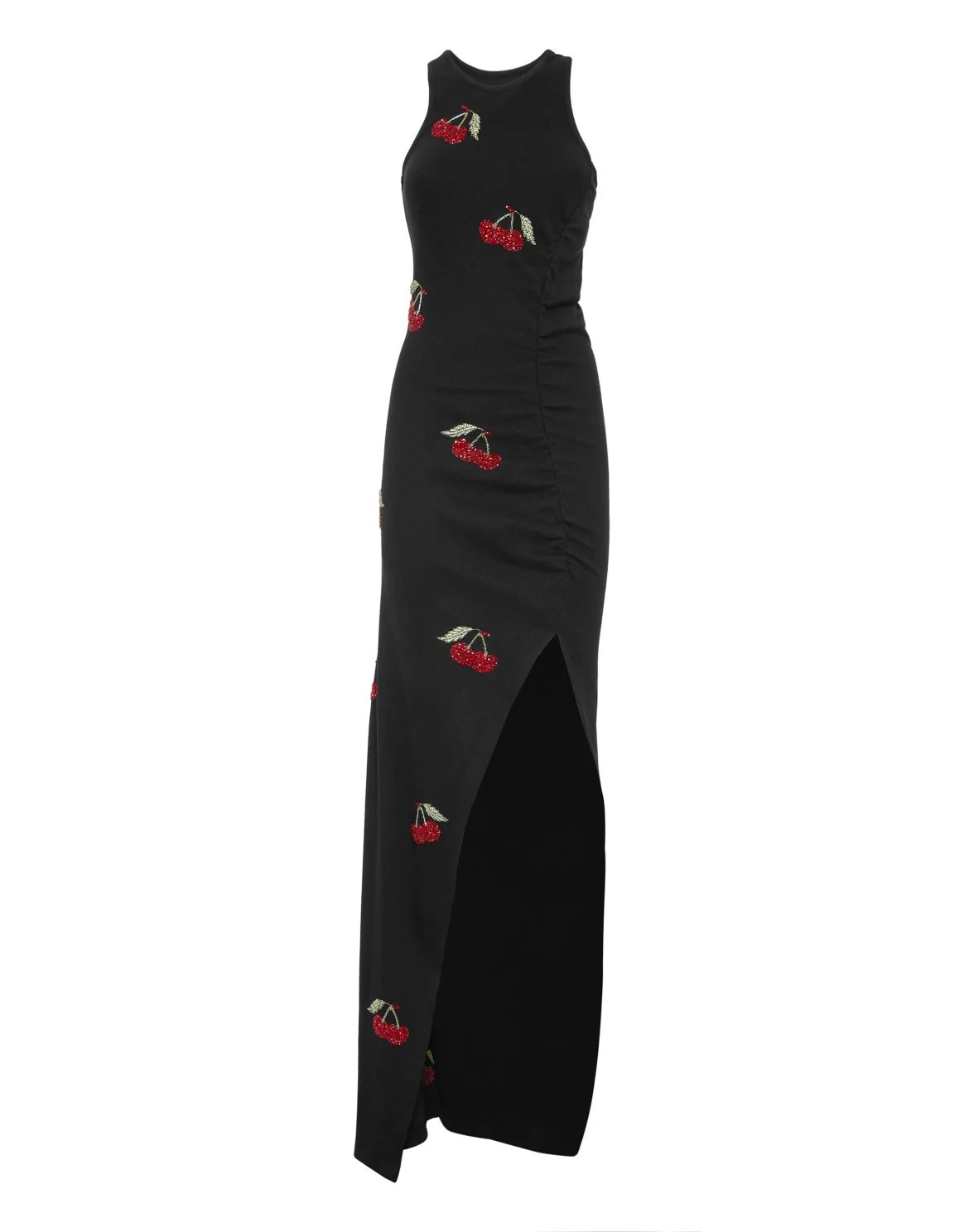 Long Dress Rib Cherries, цвет: Черный