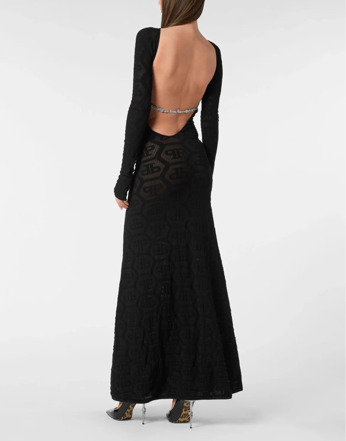 Long Dress Knitted Monogram, цвет: Черный