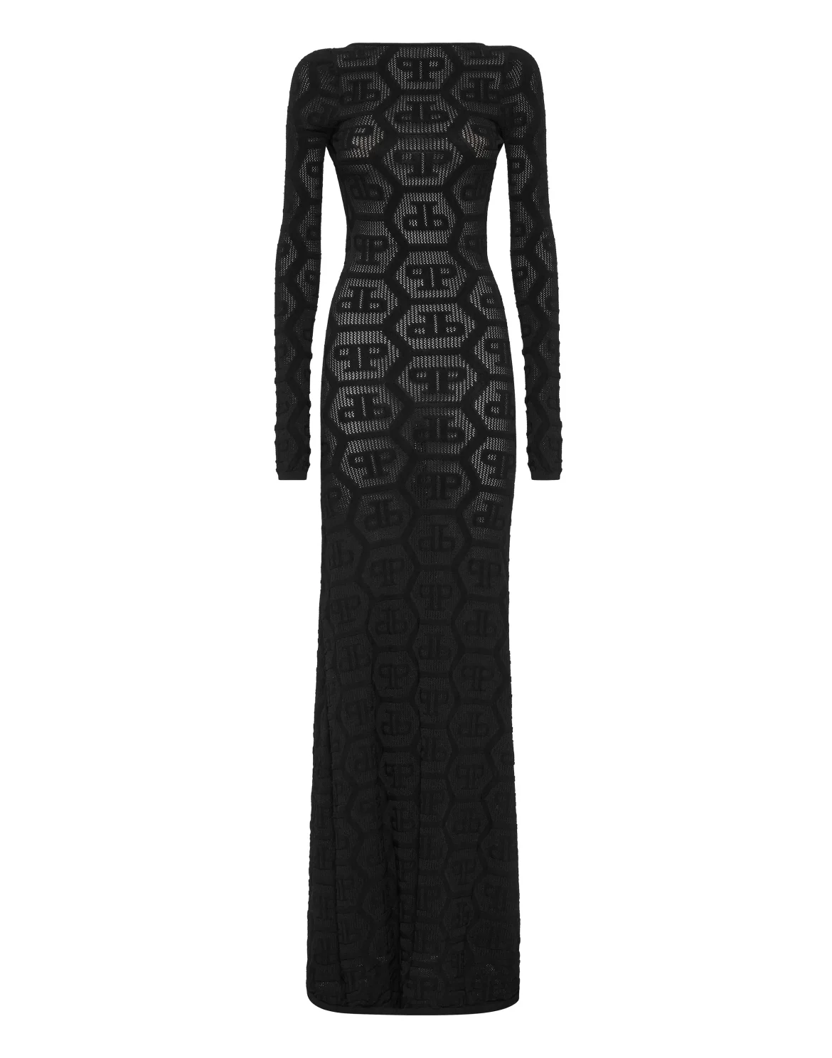Long Dress Knitted Monogram, цвет: Черный