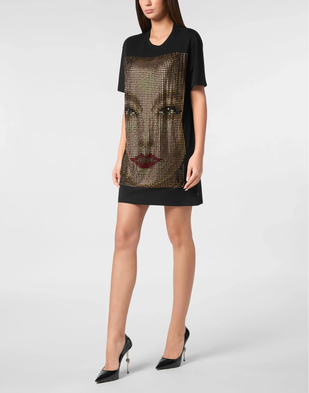 T-shirt Short Dresses Face, цвет: Черный