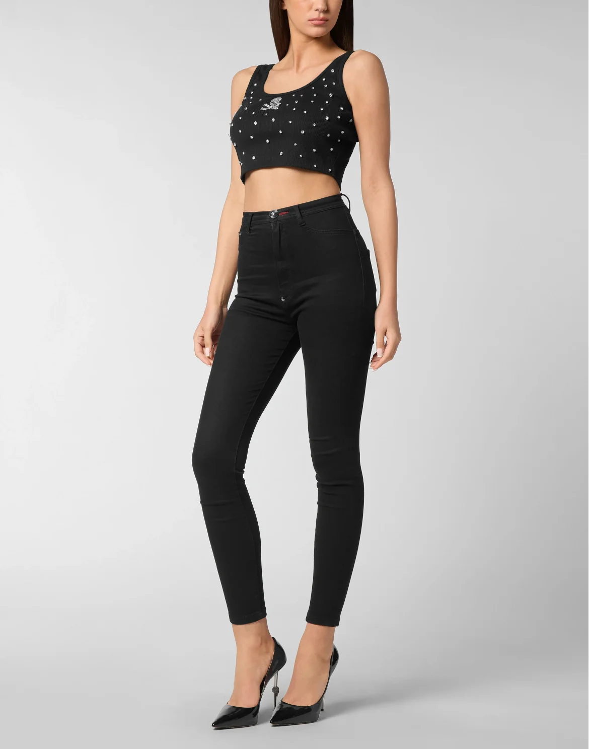 Jersey Rib Cropped Top Stones, цвет: Черный