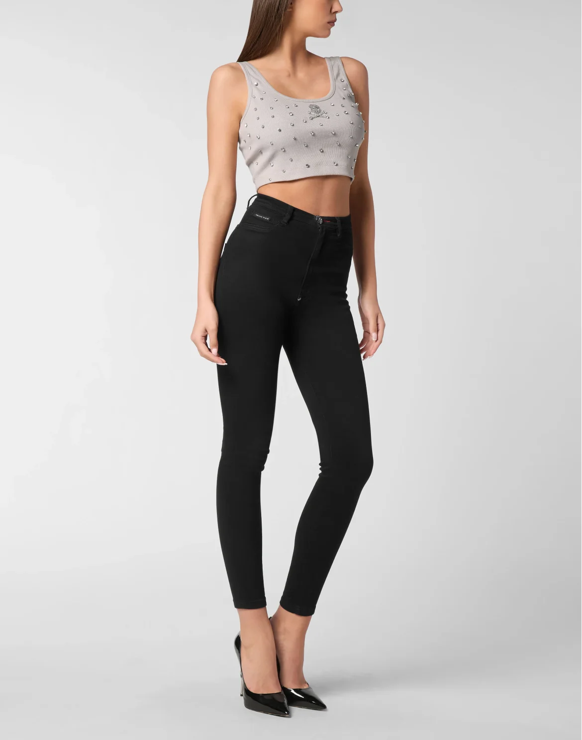 Jersey Rib Cropped Top Stones, цвет: Серый