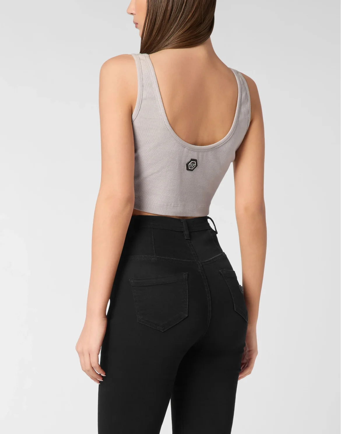 Jersey Rib Cropped Top Stones, цвет: Серый
