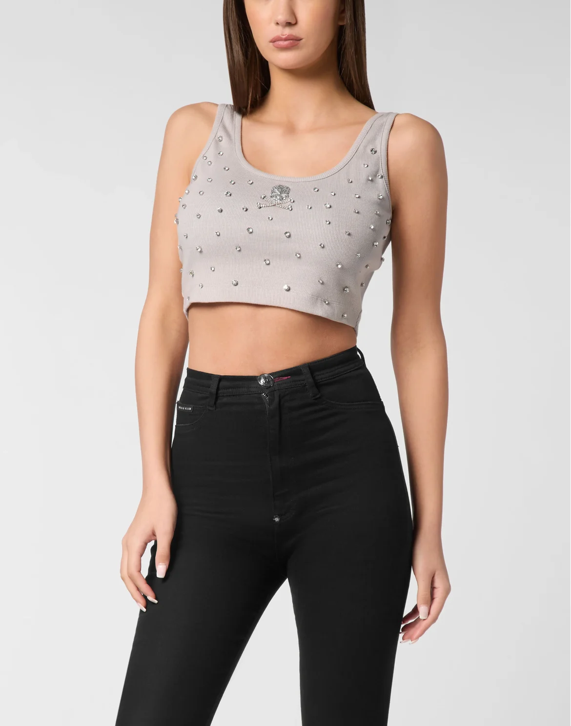 Jersey Rib Cropped Top Stones, цвет: Серый