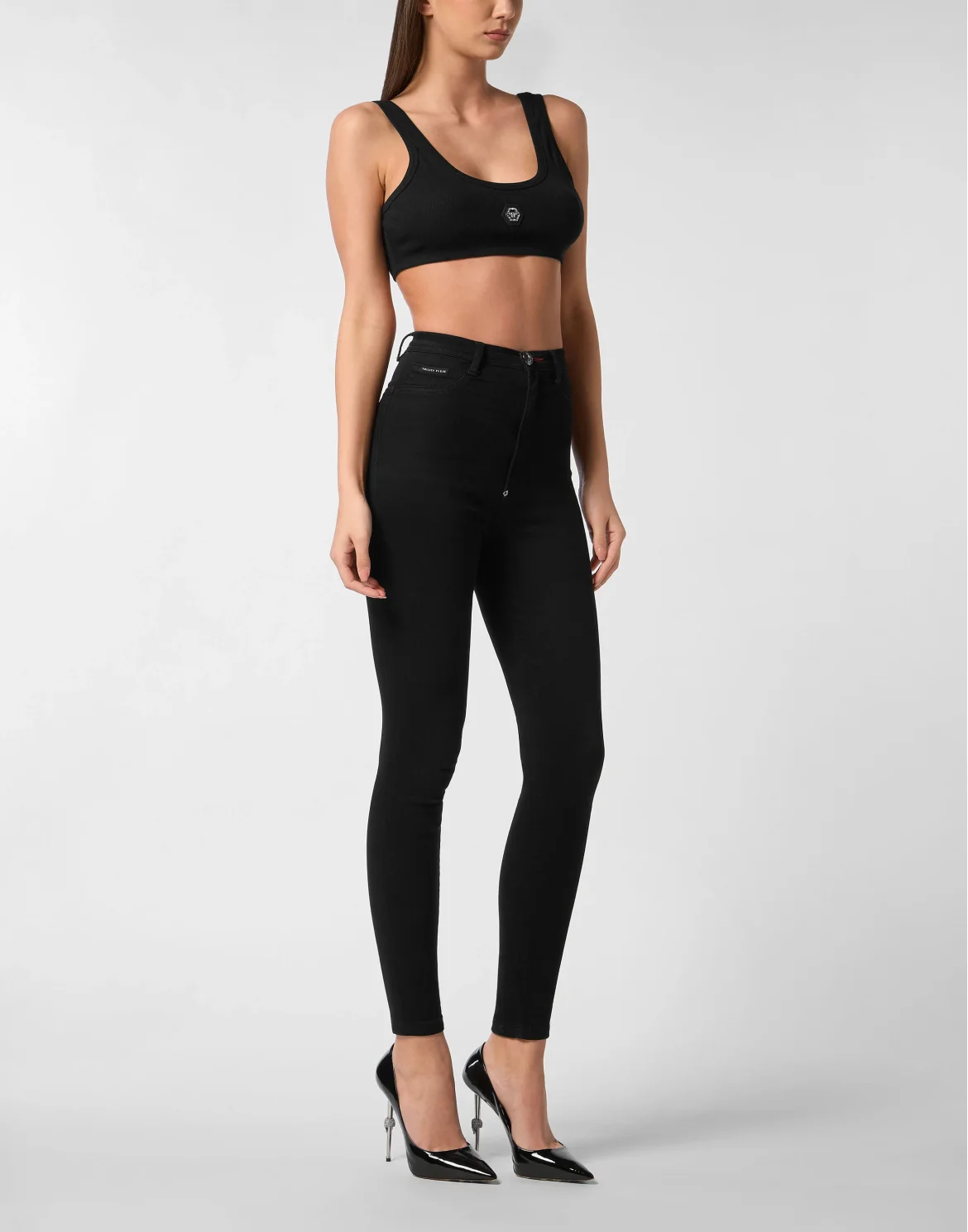 Jersey Rib Cropped Tank Top, цвет: Черный