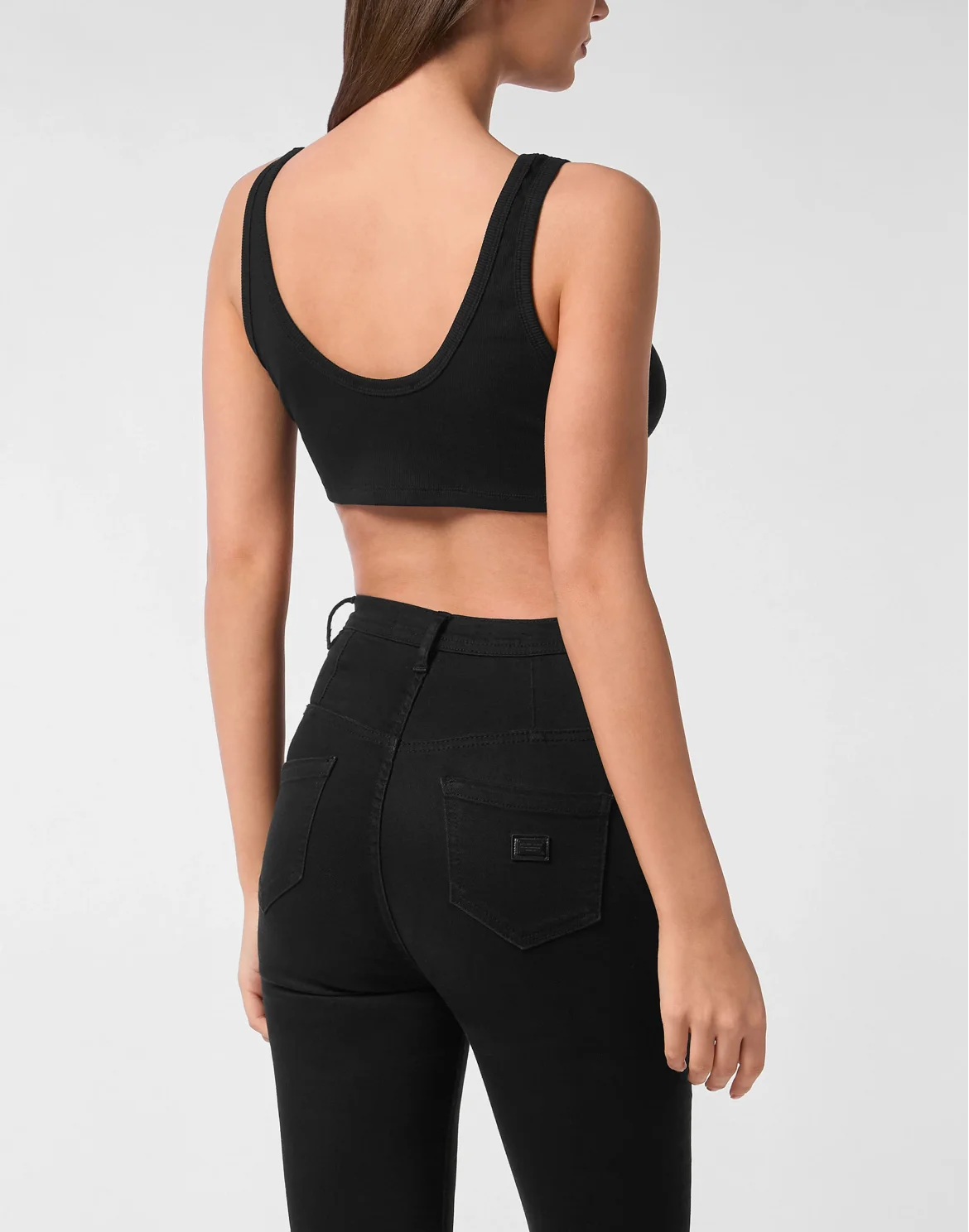 Jersey Rib Cropped Tank Top, цвет: Черный