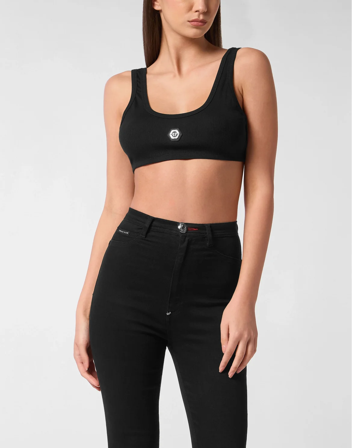 Jersey Rib Cropped Tank Top, цвет: Черный