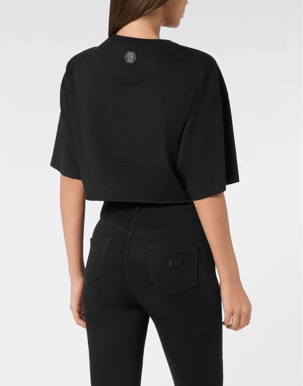 T-shirt Round Neck SS Bow Cropped Cherry, цвет: Черный