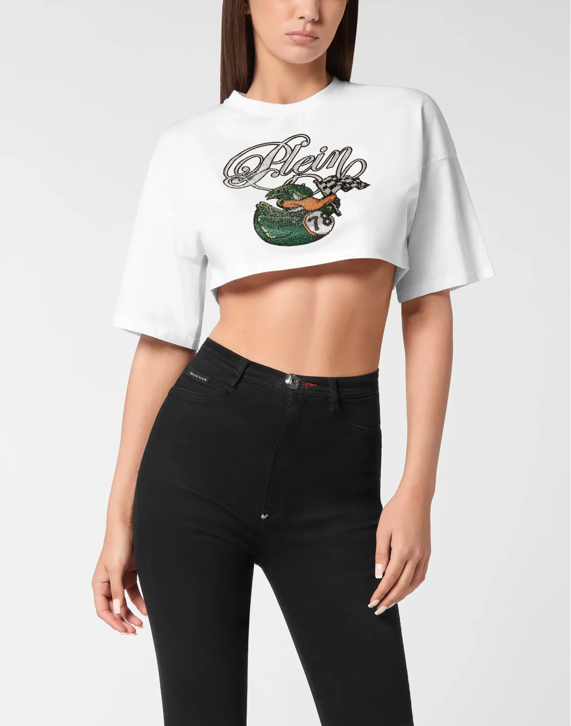 Cropped Round Neck T-Shirt PP Duck, цвет: Белый