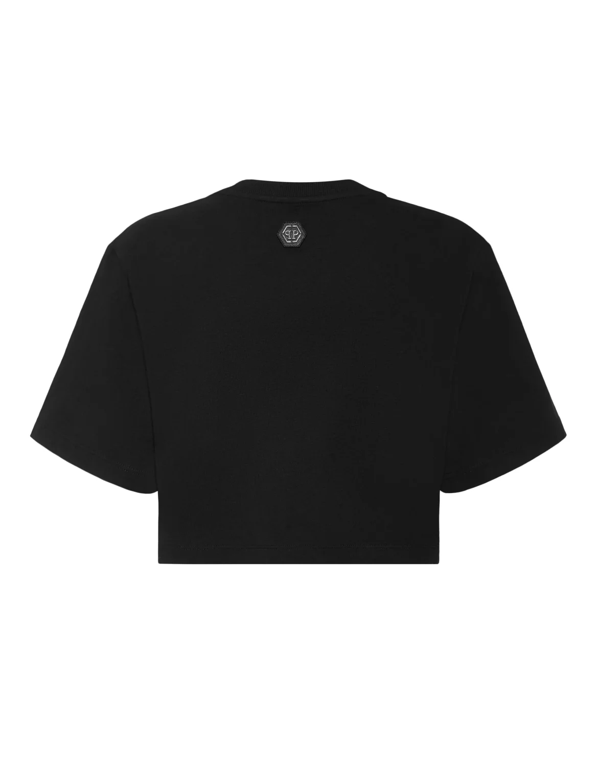 T-shirt Round Neck SS Crop Vintage Print, цвет: Черный