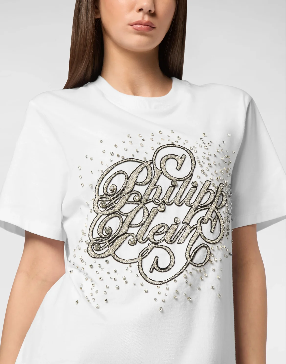 T-Shirt Man Fit Crystal Strass, цвет: Белый