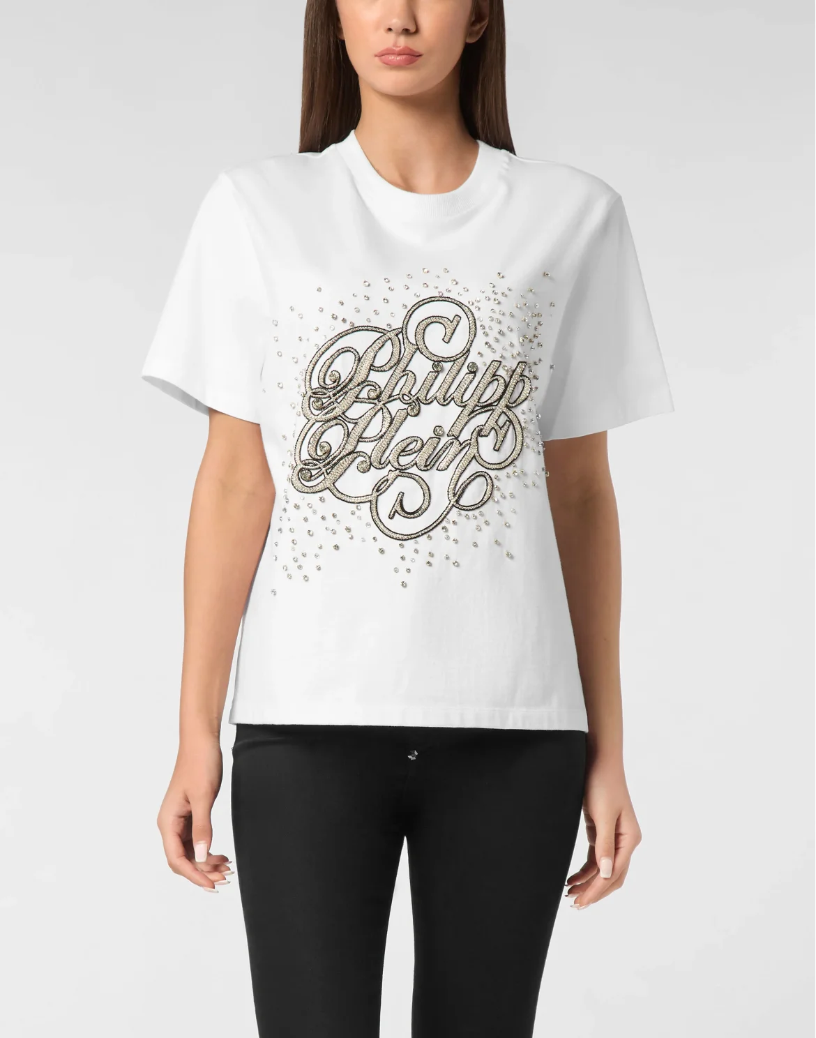 T-Shirt Man Fit Crystal Strass, цвет: Белый