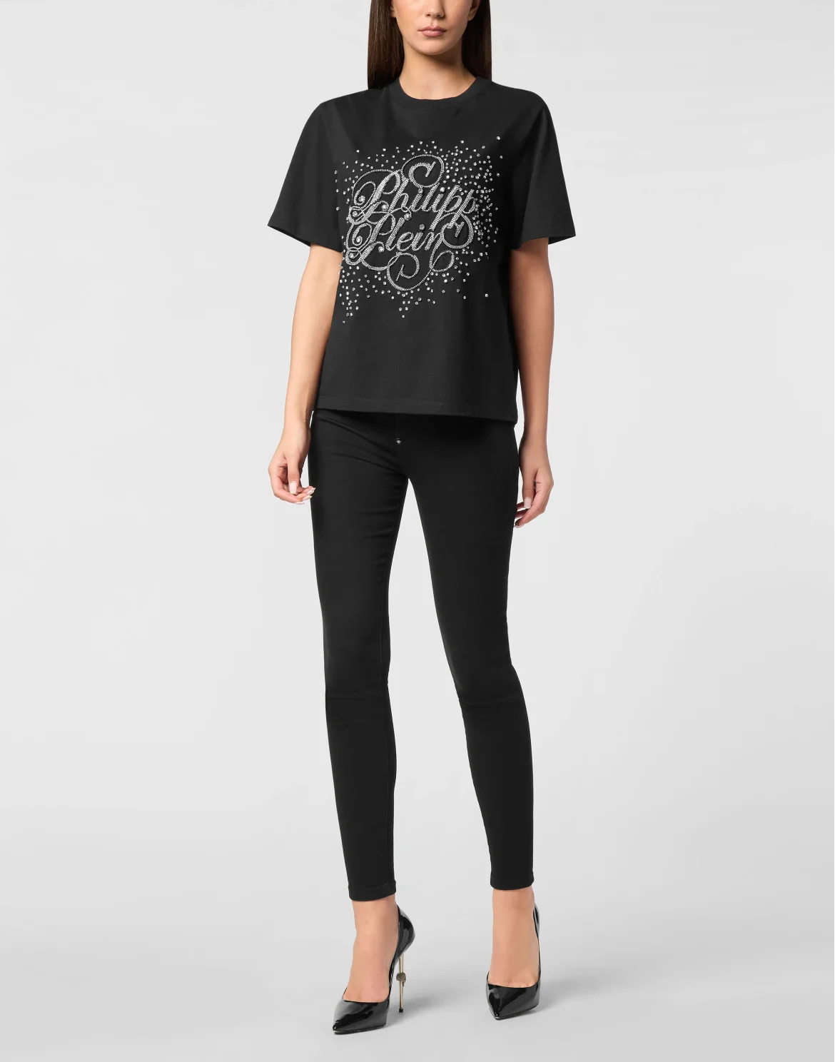 T-Shirt Man Fit Crystal Strass, цвет: Черный