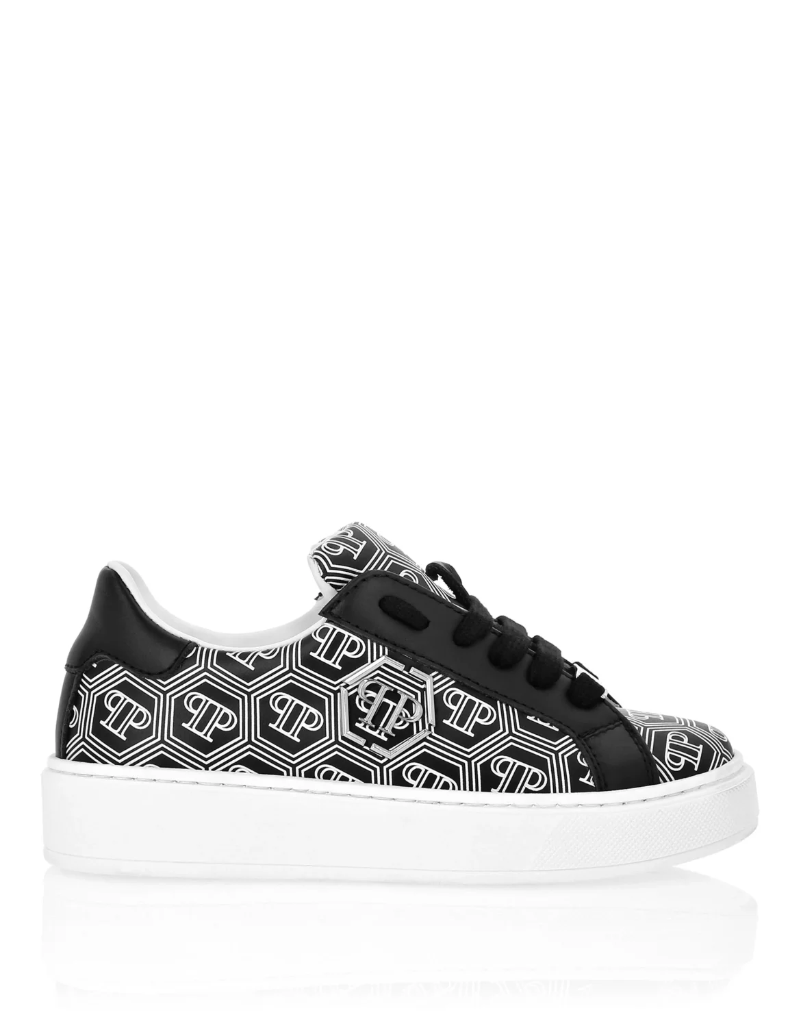 Leather Lo-Top Sneakers Hexagon Monogram, цвет: Черный