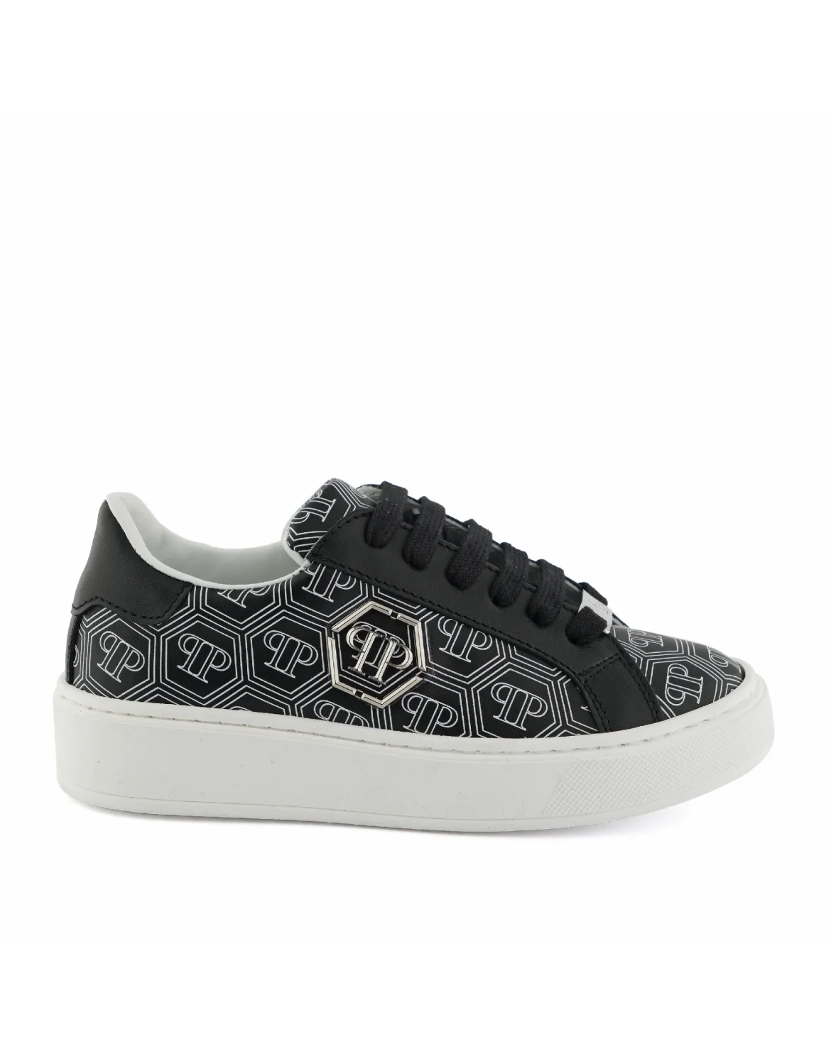 Leather Lo-Top Sneakers Hexagon Monogram, цвет: Черный