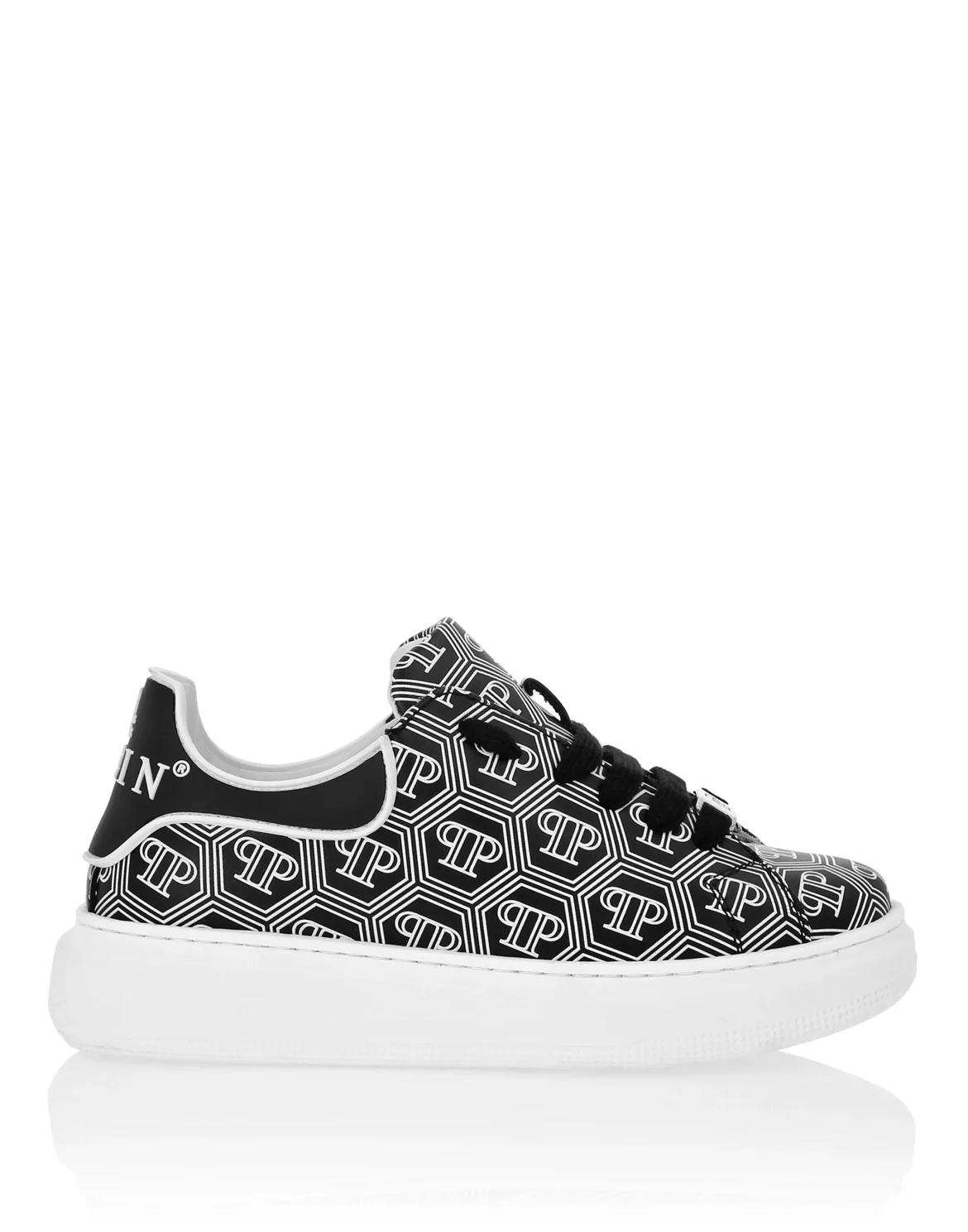 Leather Lo-Top Sneakers Monogram, цвет: Черный