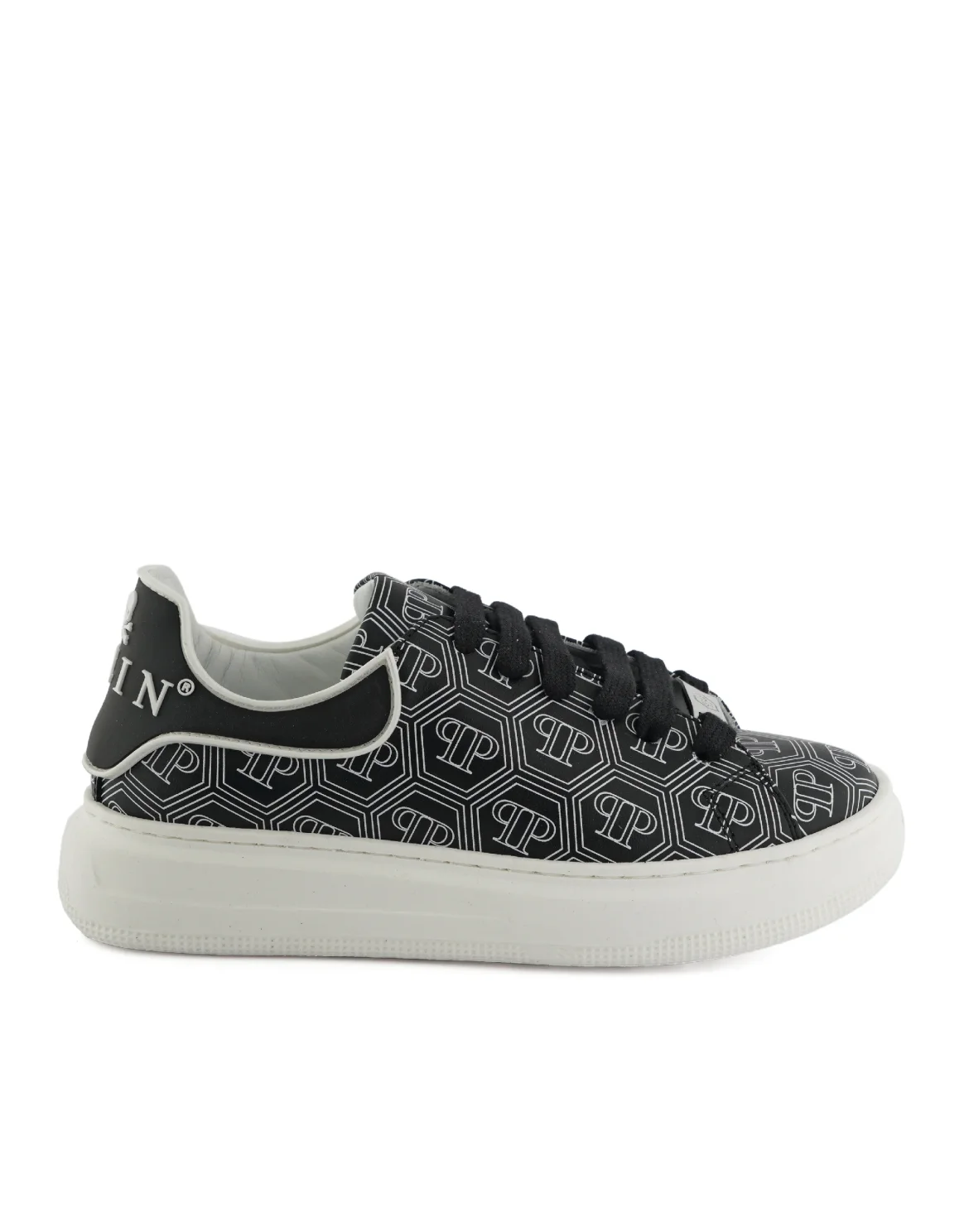 Leather Lo-Top Sneakers Monogram, цвет: Черный