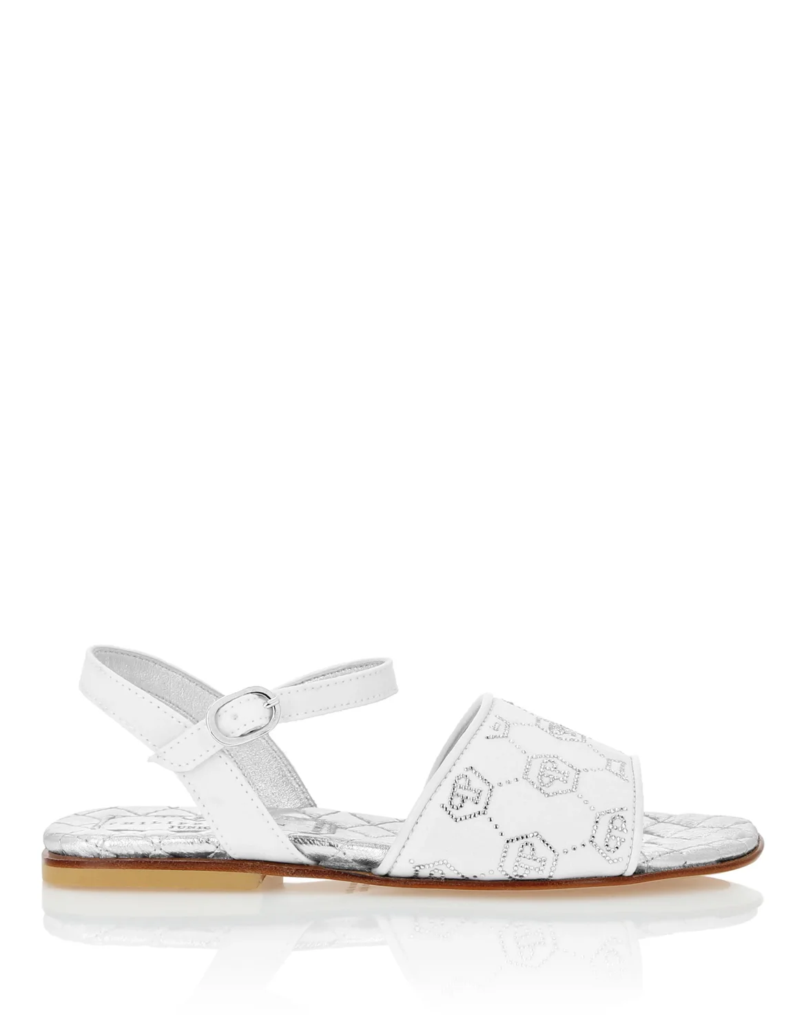 Satin Flat Sandals Monogram Strass, цвет: Белый